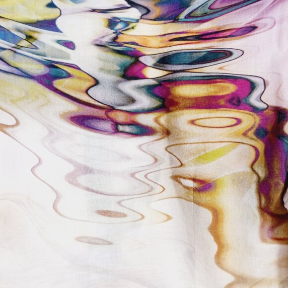 Georg Roth Los Angeles  Med. Cotton Button Down Top Ruffled Artsy Abstract Print - Picture 2 of 16